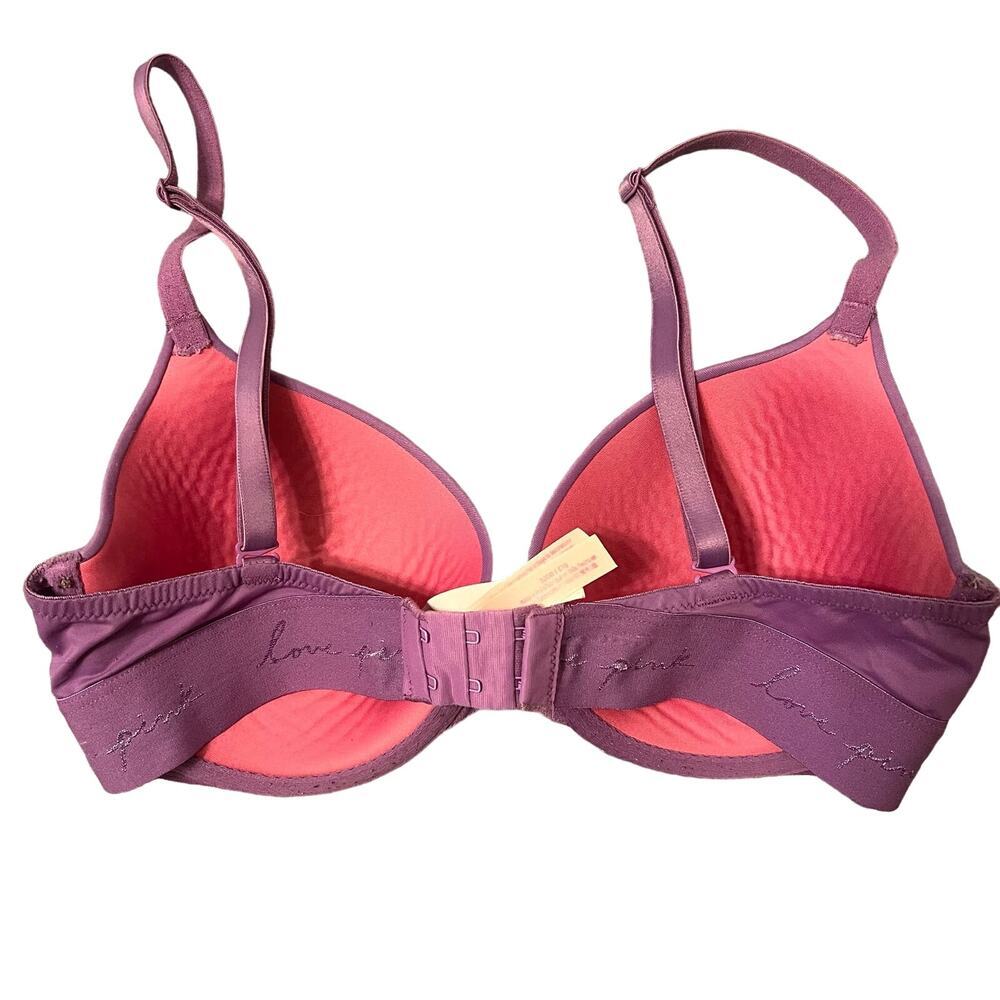PINK Lilac Purple Wear Everywhere Lightly Lined T-Shirt Logo Band Bra Size 32DD - Picture 4 of 9